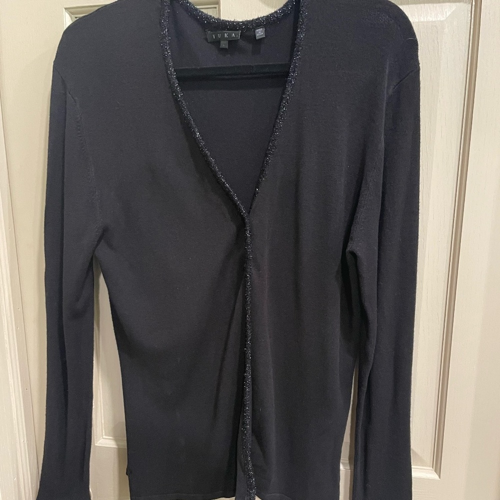 Yuka Black Sparkly Cardigan -- Size L
